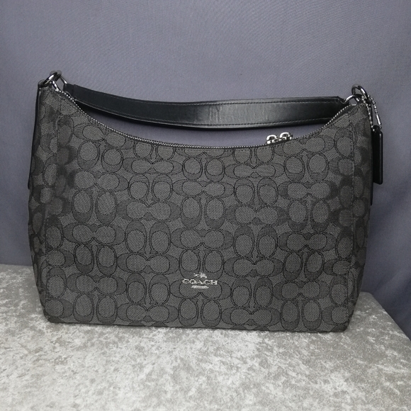 dark grey coach purse